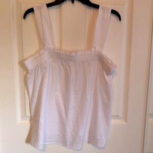LOFT White Swiss Dot Square Neckline A-Line Tank w/Wide Straps NWT Large